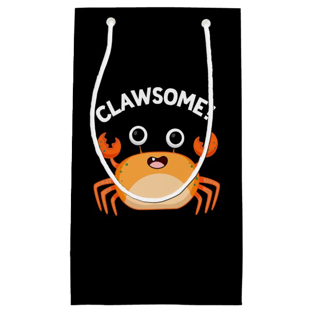 Bolsa De Regalo Pequeña Clawsome Funny Awesome Crab Pun Dark BG (Anverso)
