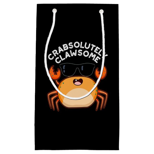 Bolsa De Regalo Pequeña Clawsome Funny Crab Pun Dark BG (Anverso)
