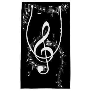 Bolsa De Regalo Pequeña Climactic G Clef Music Black