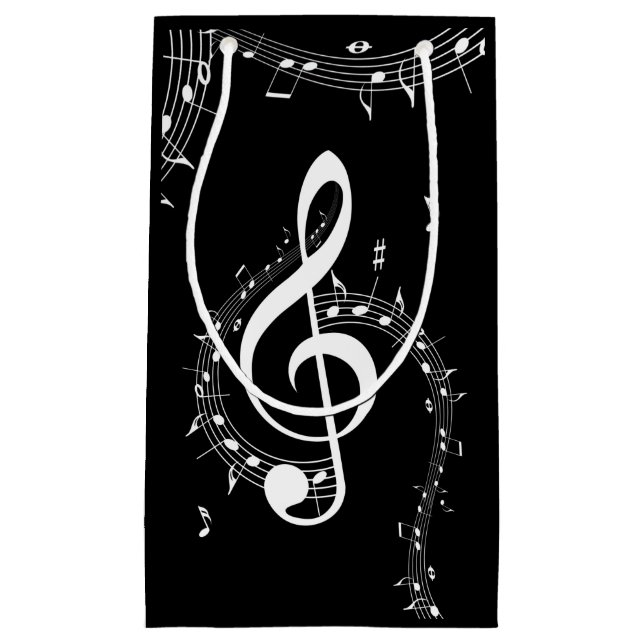 Bolsa De Regalo Pequeña Climactic G Clef Music Black (Anverso)