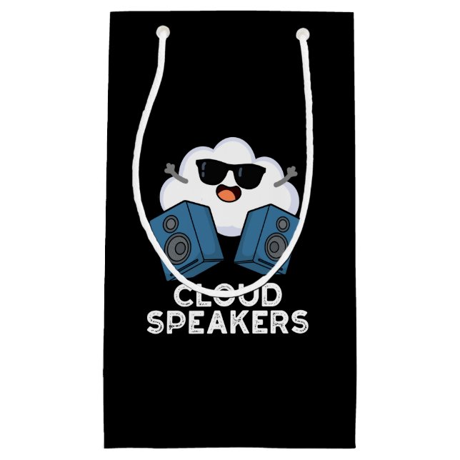 Bolsa De Regalo Pequeña Cloud Speakers Funny Weather Pun Dark BG (Anverso)