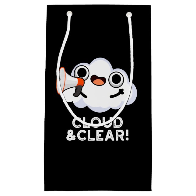 Bolsa De Regalo Pequeña Cloud Y Clear Funny Weather Pun Dark BG (Anverso)