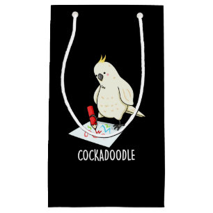 Bolsa De Regalo Pequeña Cockadoodle Funny Cockatoo Pun Dark BG