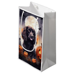 Bolsa De Regalo Pequeña Cocker Spaniel de Halloween con calabazas