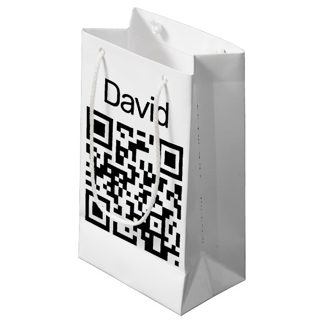 Bolsa De Regalo Pequeña Código QR Cumpleaños En Blanco (Angulo Anverso)
