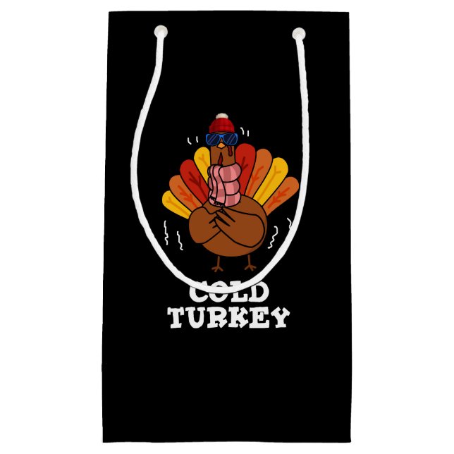 Bolsa De Regalo Pequeña Cold Turkey gracioso animal Pun Dark BG (Anverso)