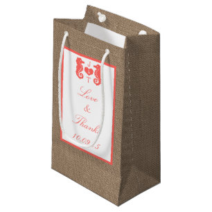 Bolsa De Regalo Pequeña Colección de Bodas de Playa Coral Seahorse Burlap
