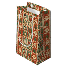 Bolsa De Regalo Pequeña Collage de sellos de Navidades retro