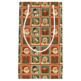 Bolsa De Regalo Pequeña Collage de sellos de Navidades retro