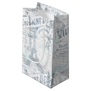 Bolsa De Regalo Pequeña Collage francés antiguo Romance Blue ID226
