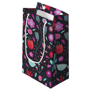 Bolsa De Regalo Pequeña Color de agua floral oscuro