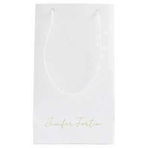 Bolsa De Regalo Pequeña Color Dorado Caligrafía Elegante Sencillo Nombre S
