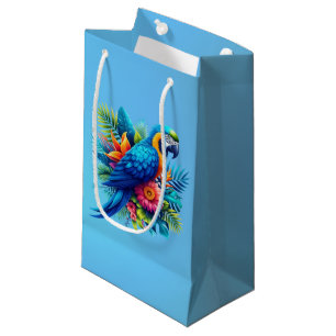 Bolsa De Regalo Pequeña Colorido macao tropical azul