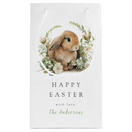 Bolsa de regalo pequeña con conejo de Pascua flora