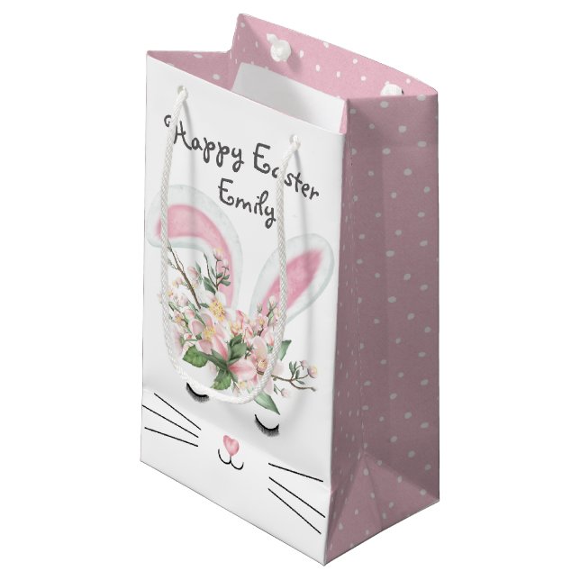 Bolsa De Regalo Pequeña Conejo de Pascua con flores (Angulo Anverso)