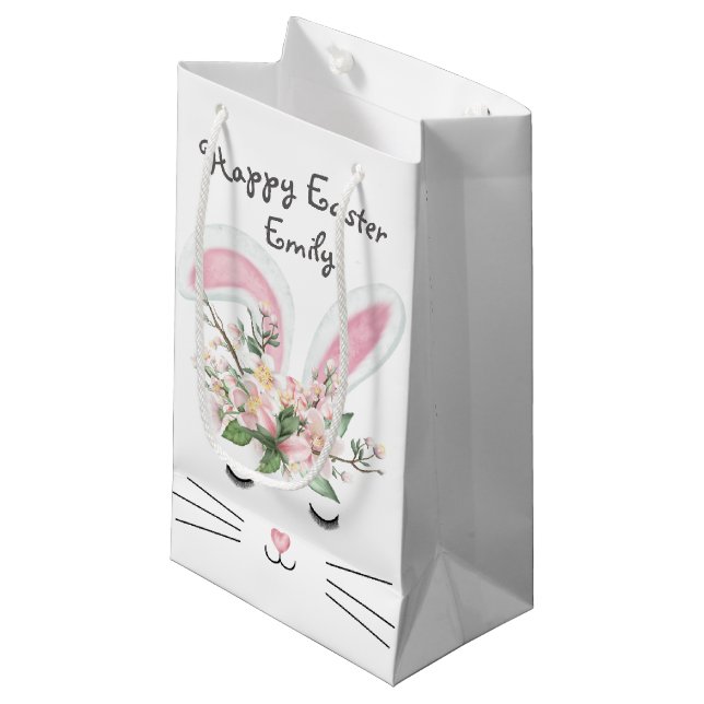 Bolsa De Regalo Pequeña Conejo de Pascua con flores (Angulo Anverso)