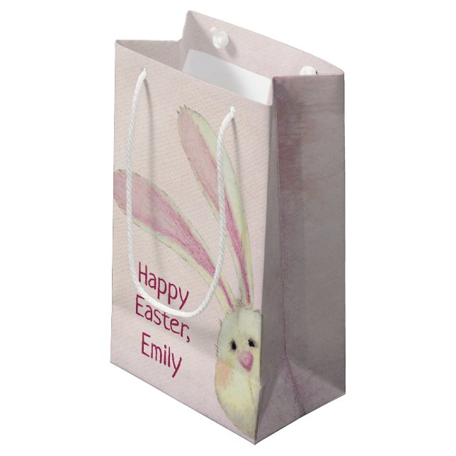 Bolsa De Regalo Pequeña Conejo de Pascua con nombre (Angulo Anverso)