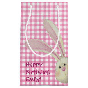 Bolsa De Regalo Pequeña conejo lindo en gingham rosa