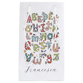 Bolsa De Regalo Pequeña Conejos del alfabeto, mariposas, hadas y flores