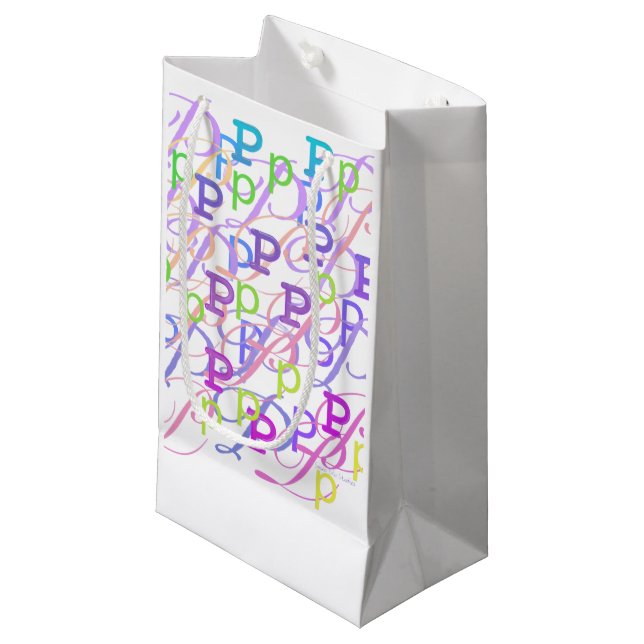 Bolsa De Regalo Pequeña Confeti de Letras "P" (Angulo Anverso)