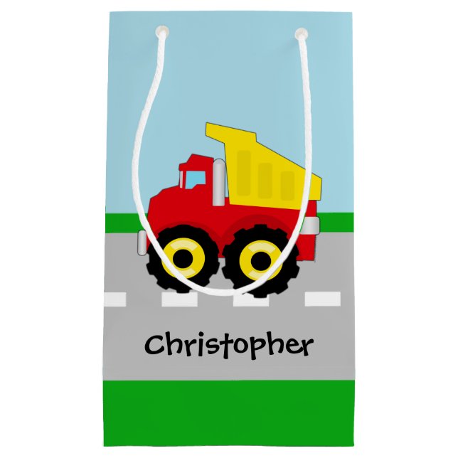 Bolsa De Regalo Pequeña Construcción Dumptruck de los muchachos de los (Anverso)