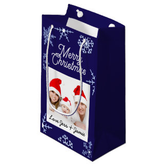 Bolsa De Regalo Pequeña Copia de Foto Copos de Nieve de Navidad Personaliz