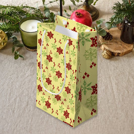 Bolsa De Regalo Pequeña Copo de nieve de Navidad rojo y verde