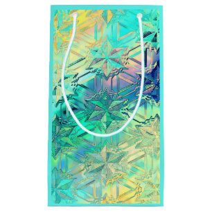 Bolsa De Regalo Pequeña Copo de nieve de vidrio coloreado azul verdoso ros