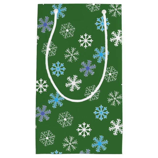 Bolsa de regalo pequeña copo de nieve verde (Anverso)