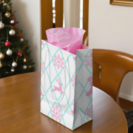 Bolsa De Regalo Pequeña Copos de nieve y ciervo