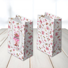 Bolsa De Regalo Pequeña Coquette Cowgirl Rosa Feliz Cumpleaños Hermosa