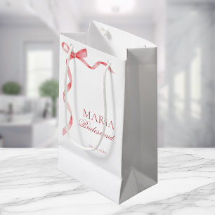 Bolsa De Regalo Pequeña Coquette Rosa Cinta Bow Brillante Ducha Británica