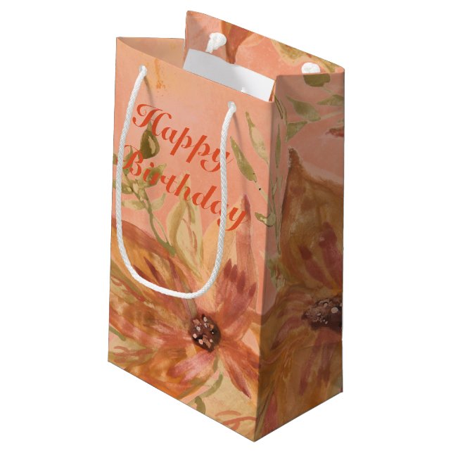 Bolsa De Regalo Pequeña Coral y verde naranja (Angulo reverso)