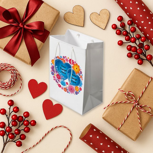 Bolsa De Regalo Pequeña Corazón azul floral blanco romántico (Subido por el creador)