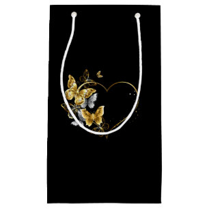 Bolsa De Regalo Pequeña Corazón con mariposas doradas