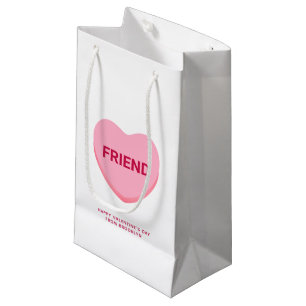 Bolsa De Regalo Pequeña Corazón de conversación de color rosa blanco amigo