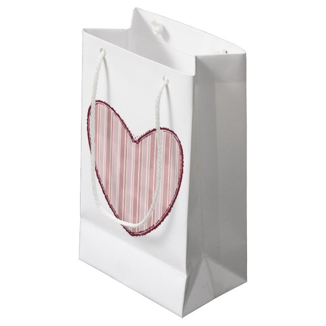Bolsa De Regalo Pequeña Corazón Rayado (Angulo Anverso)