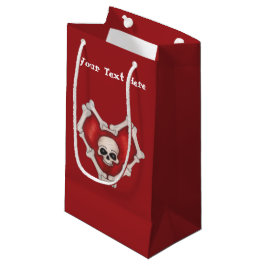 Bolsa De Regalo Pequeña Corazón Rojo Gótico Contorno de Hueso Blanco Calav