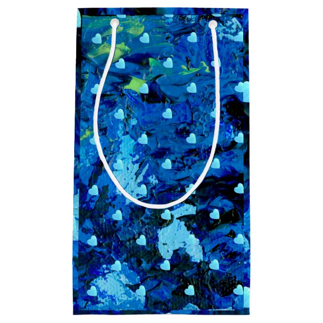 Bolsa De Regalo Pequeña Corazones azules (Anverso)