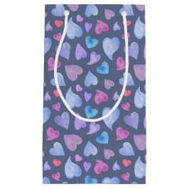 BOLSA DE REGALO PEQUEÑA CORAZONES DE COLOR DE AGUA DE PURPLE AZUL