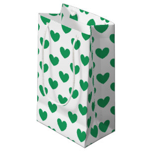 Bolsa De Regalo Pequeña Corazones de polka verde de Kelly en blanco