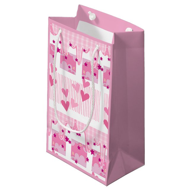 Bolsa De Regalo Pequeña Corazones rosados (Angulo Anverso)