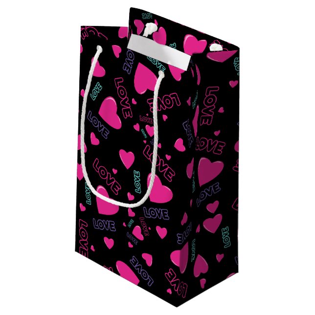 Bolsa De Regalo Pequeña Corazones rosados y amor - patrón romántico (Angulo reverso)