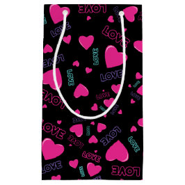 Bolsa De Regalo Pequeña Corazones rosados y amor - patrón romántico