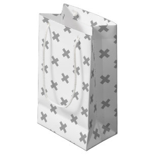 Bolsa De Regalo Pequeña Costillas cruzadas grises sobre blanco