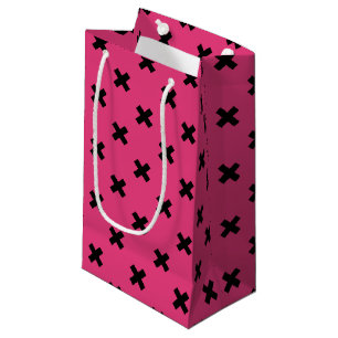 Bolsa De Regalo Pequeña Costillas cruzadas negras en fuchsia