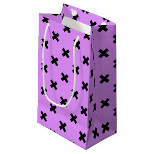 Bolsa De Regalo Pequeña Costillas cruzadas negras sobre lilac