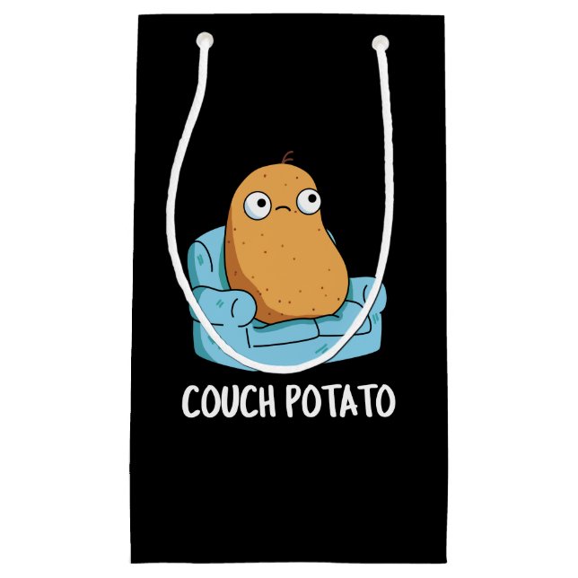 Bolsa De Regalo Pequeña Couch Potato Funny Potato Pun Dark BG (Anverso)