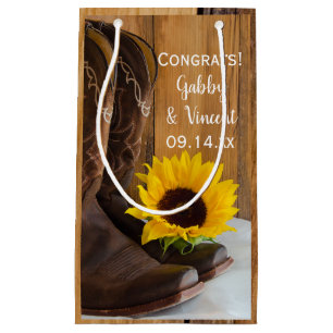 Bolsa De Regalo Pequeña Country Sunflower felicita al Boda occidental