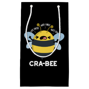 Bolsa De Regalo Pequeña Cra-bee Funny Crabby Bee Pun Dark BG